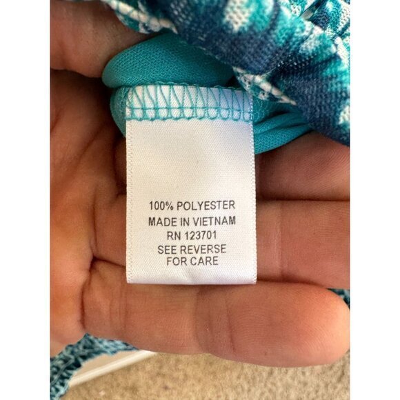 CB Women's Blue Blouse Size XL Short sleeve elastic Polyester - Picture 4 of 7